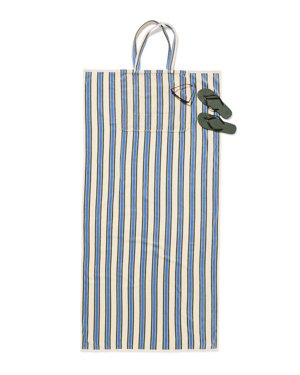 2-in-1 Strandtuch und Tasche aus Velours, mit Streifen, blau - 5200186 - HEMA