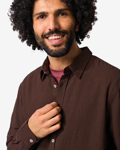 herenoverhemd Louis donkerbruin donkerbruin - 2131740DARKBROWN - HEMA