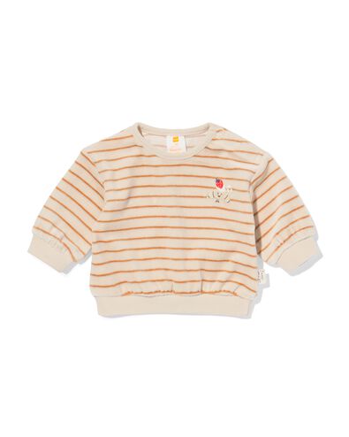 pull pour nouveau-n&eacute; velours rayures &eacute;cru &eacute;cru - 33444120ECRU - HEMA