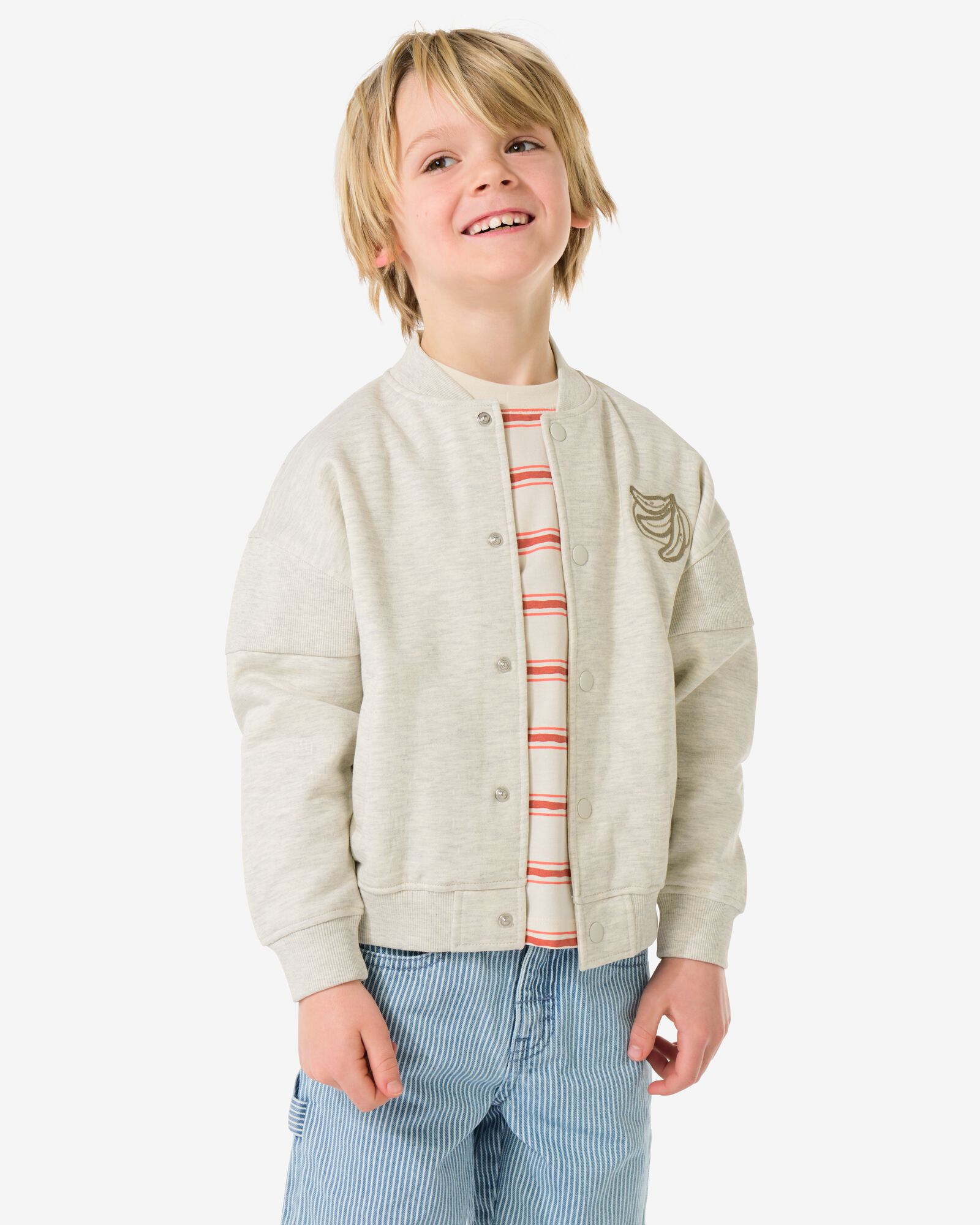 kinder bombervest sweatstof kleurblokken zand zand - 30716001SAND - HEMA