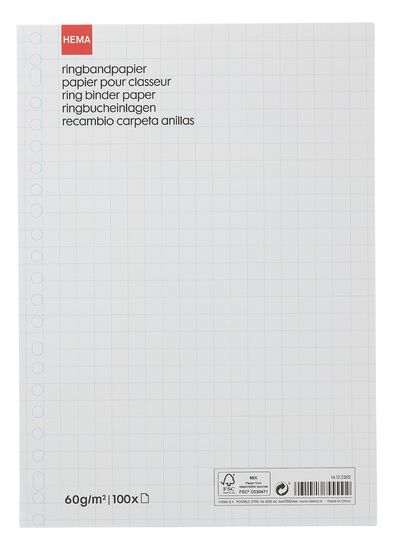 100er-Pack Ringbucheinlagen, kariert (10 x 10 mm) - 14122302 - HEMA
