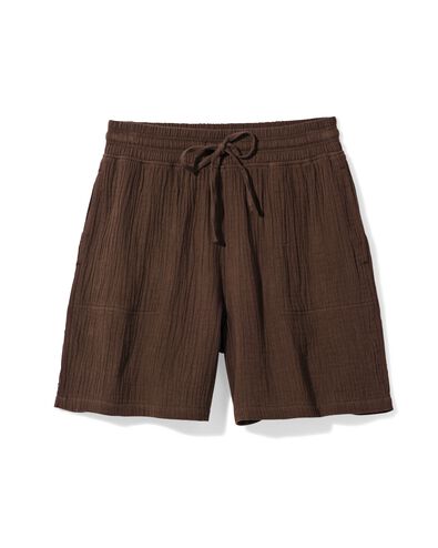 Damen-Shorts Kai, entspannte Passform, Musselin dunkelbraun dunkelbraun - 36304190DARKBROWN - HEMA