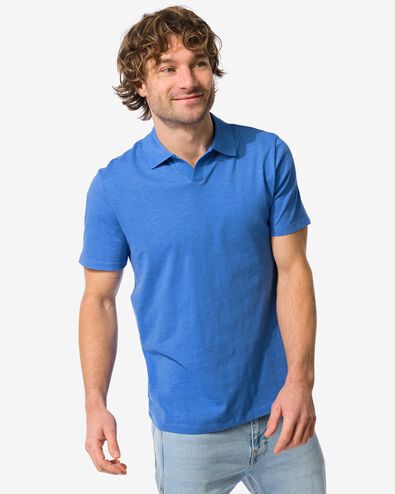 herenpolo slub felblauw - 2140410BRIGHTBLUE - HEMA