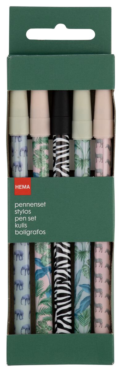5 stylos à bille jungle - 14598763 - HEMA