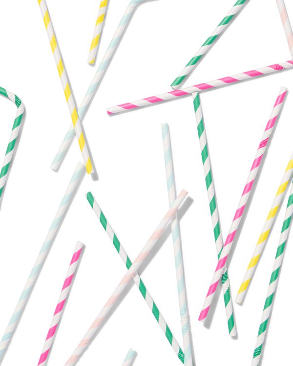 pailles en papier ray&eacute;es - lot de 100  - 14250087 - HEMA