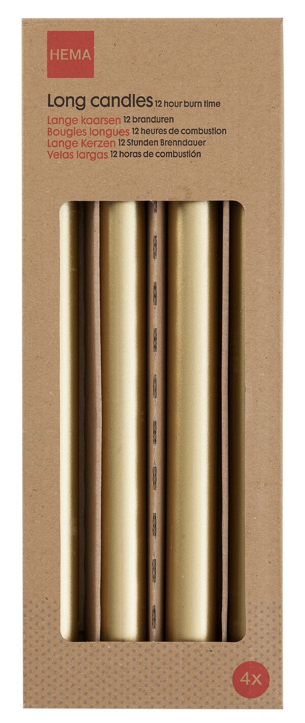 4 bougies longues &Oslash;2.2x29 dor&eacute; - 13503210 - HEMA