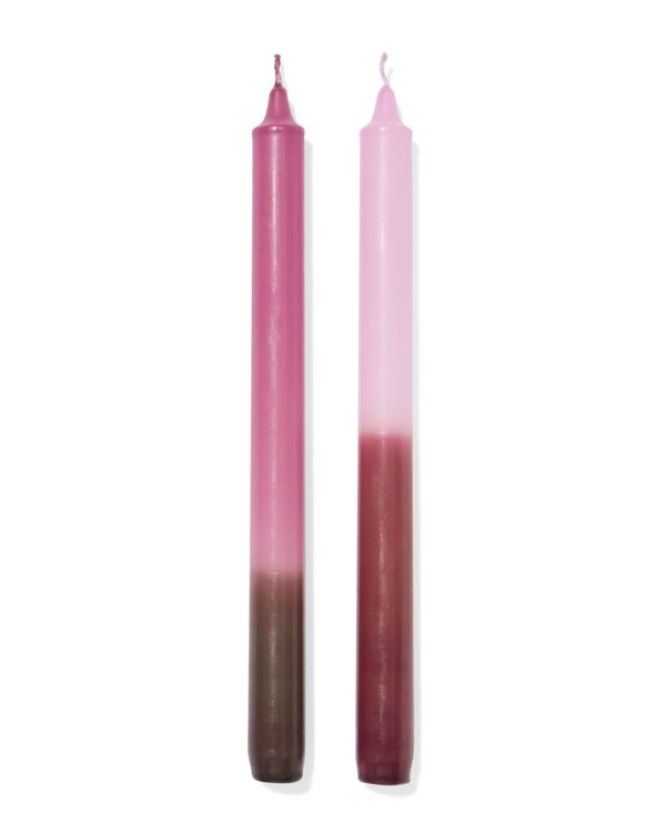huishoudkaarsen ⌀2.2x25cm kleurverloop roze - 2 stuks - 13506130 - HEMA