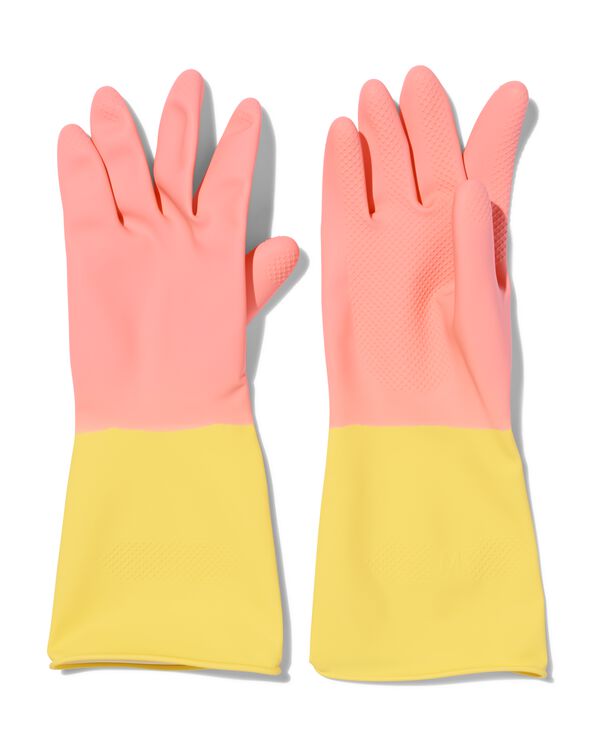 huishoudhandschoenen latex roze M (7-7.5) - 20540032 - HEMA