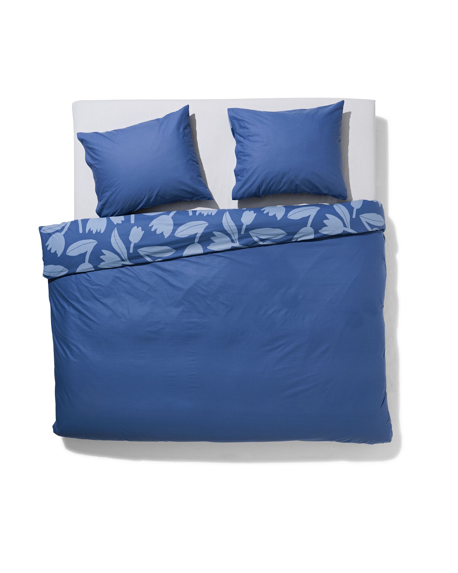 Bettwäsche, Soft Cotton, 200 x 220 cm, Tulpen, blau - 5730186 - HEMA