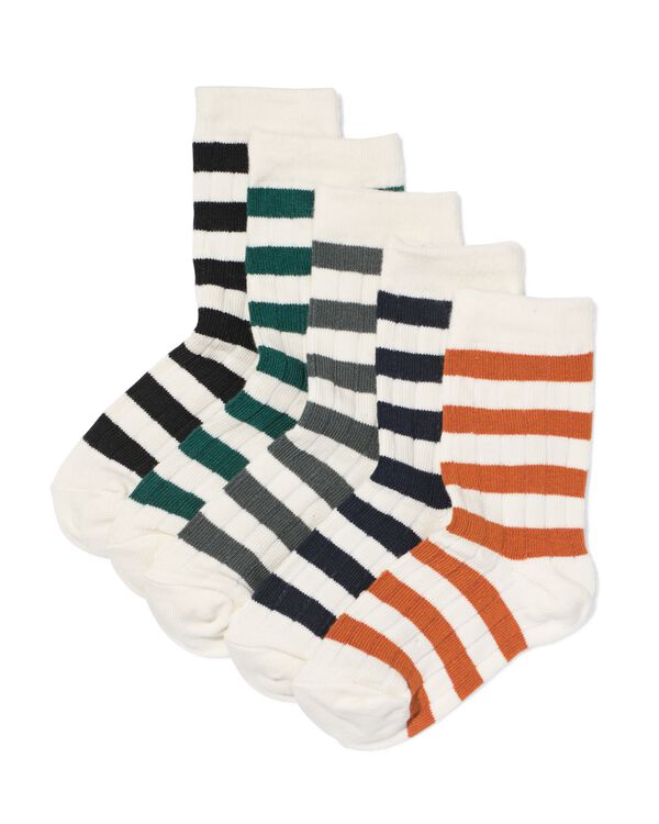 kindersokken strepen - 5 paar zwart zwart - 4321020BLACK - HEMA