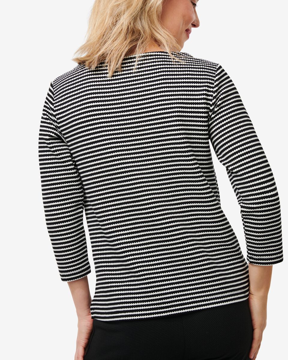 dames t-shirt Kacey structuur zwart/wit XL - 36201864 - HEMA