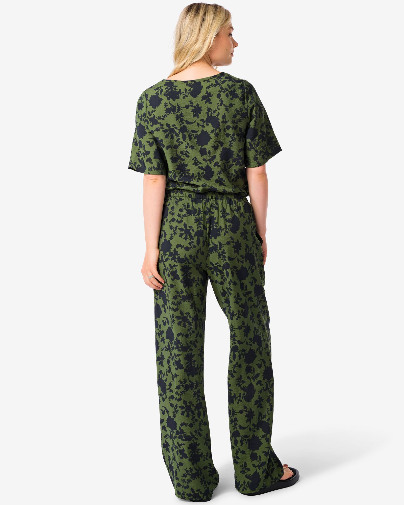 pantalon Lara &agrave; fleurs pour femmes vert - 36209585GREEN - HEMA