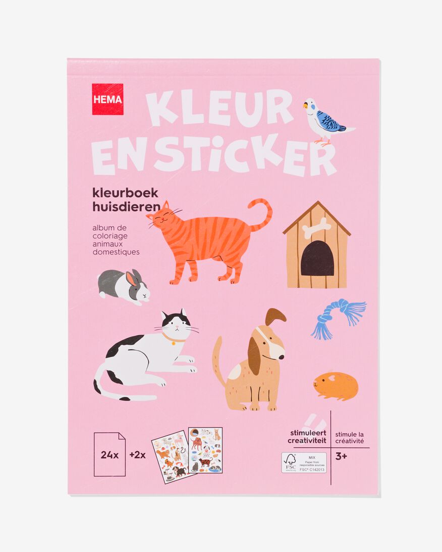 kleurboek met stickers huisdieren 3+ - 15910227 - HEMA