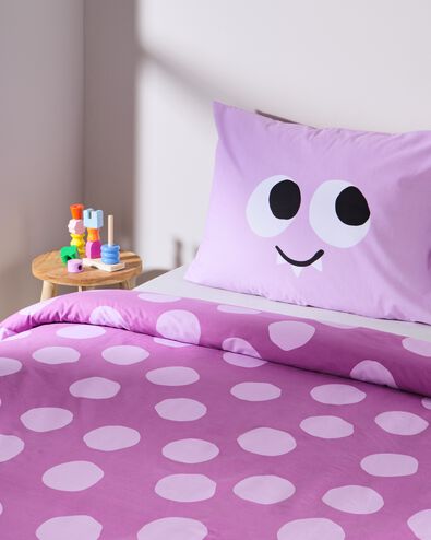 kinderdekbedovertrek 140x200cm zacht katoen monster paars - 5760097 - HEMA