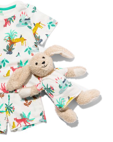 Kinder-Kurzpyjama, Baumwolle, mit Puppenschlafshirt, Dschungel eierschalenfarben - 1000026553 - HEMA