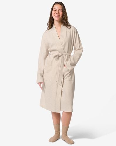 damesbadjas katoen wafelstructuur naturel naturel - 23400395NATURAL - HEMA