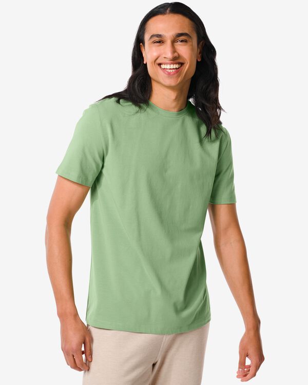 t-shirt homme regular fit col rond vert vert - 2114040GREEN - HEMA