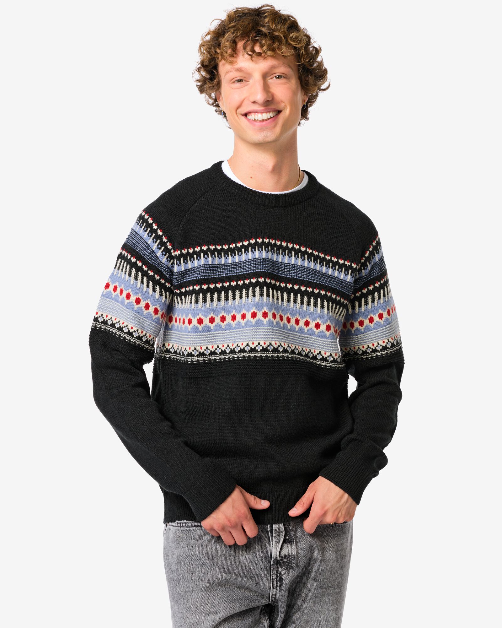 pull homme Mads Nordic bleu fonc&eacute; bleu fonc&eacute; - 2100040DARKBLUE - HEMA