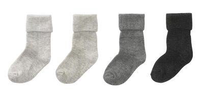 4 paires de chaussettes bébé gris chiné - 1000009518 - HEMA