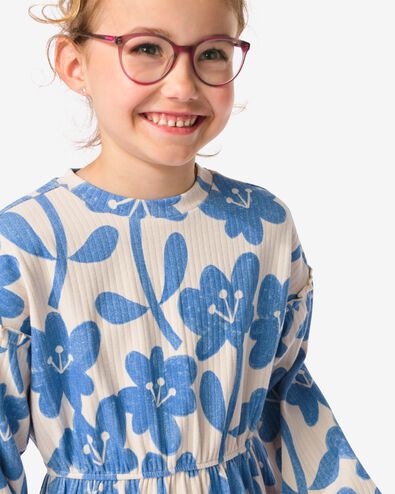 Kinder-Kleid, gerippt, Blumen blau - 30876820BLUE - HEMA