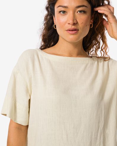 Damen-Shirt Riley, mit Leinenanteil eierschalenfarben S - 36269556 - HEMA