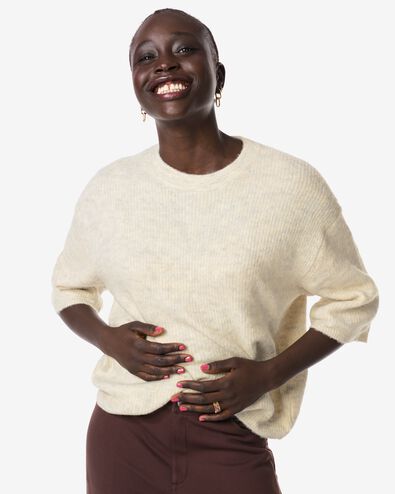 pull femme Grace maille fine blanc cass&eacute; blanc cass&eacute; - 36207080OFFWHITE - HEMA