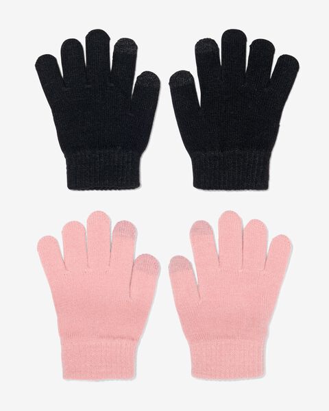 2 paires de gants enfant en maille pour écran tactile rose 98/116 - 16711531 - HEMA