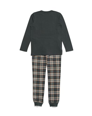 pyjama enfant flanelle/jersey à carreaux gris foncé 158/164 - 23050783 - HEMA