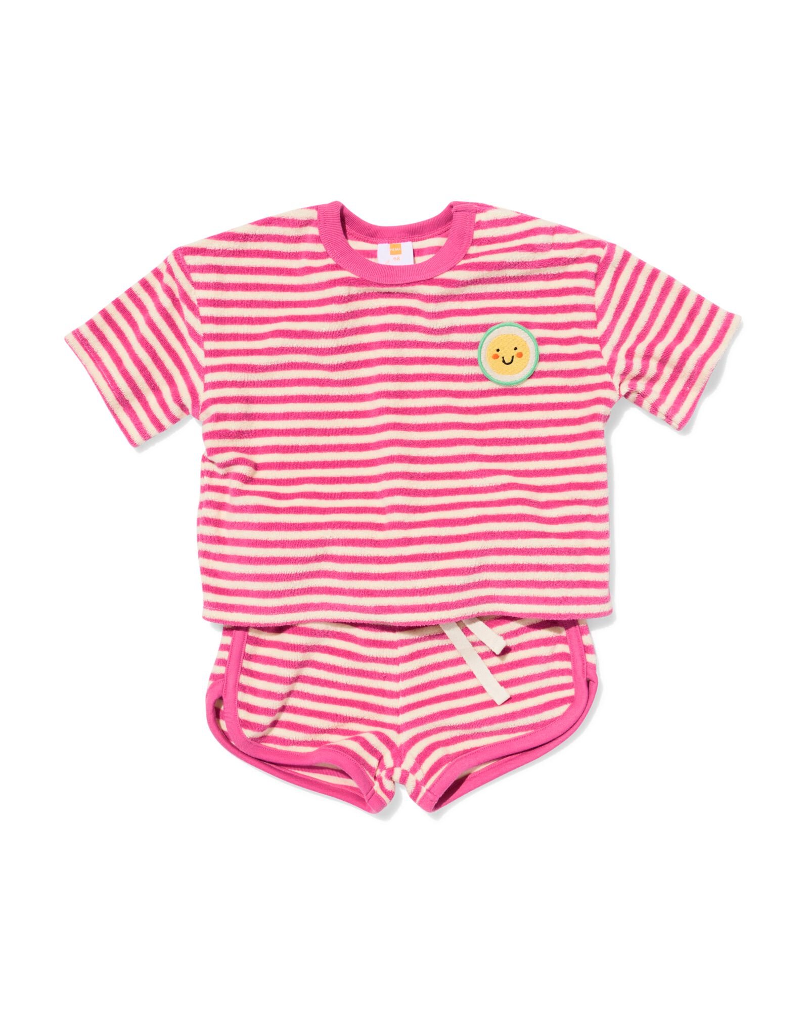 babykledingset comfy fit badstof strepen roze roze - 33029680PINK - HEMA