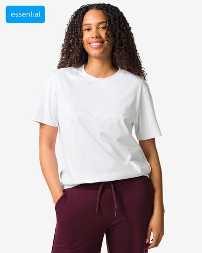 dames T-shirt Larissa regular fit wit wit - 36300660WHITE - HEMA