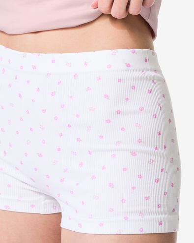 damesshortie naadloos rib bloemen wit wit - 19603000WHITE - HEMA