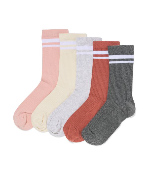 chaussettes femme &agrave; rayures sportives - 5 paires vieux rose vieux rose - 4280815OLDPINK - HEMA