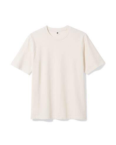 heren T-shirt relaxed fit structuur gebroken wit gebroken wit - 2129900OFFWHITE - HEMA