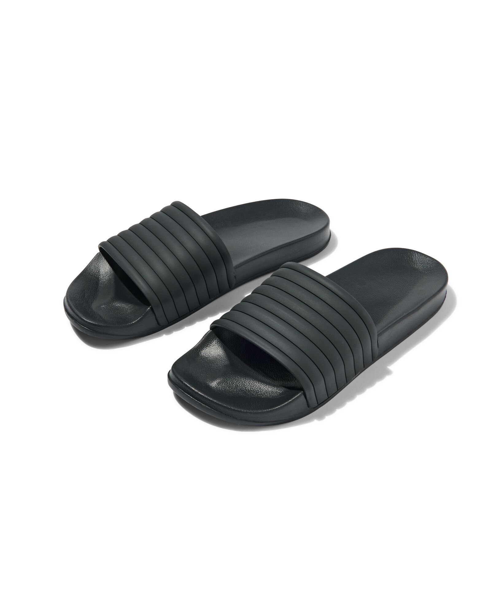 heren badslippers met ribbelband zwart zwart - 1000031063 - HEMA