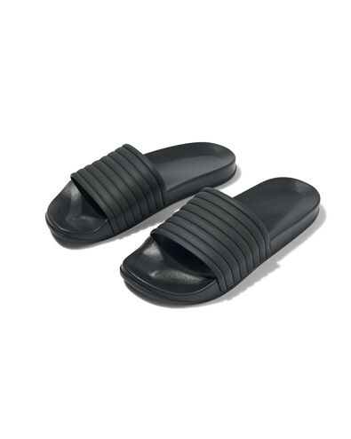 heren badslippers met ribbelband zwart zwart - 1000031063 - HEMA