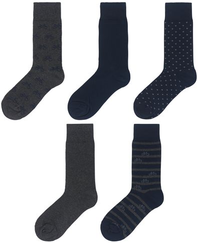 5 paires de chaussettes homme avec coton bleu foncé 43/46 - 4110077 - HEMA