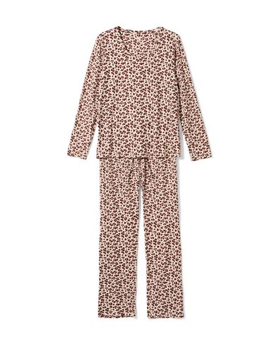pyjama femme microfibre l&eacute;opard marron clair - 23400970LIGHTBROWN - HEMA