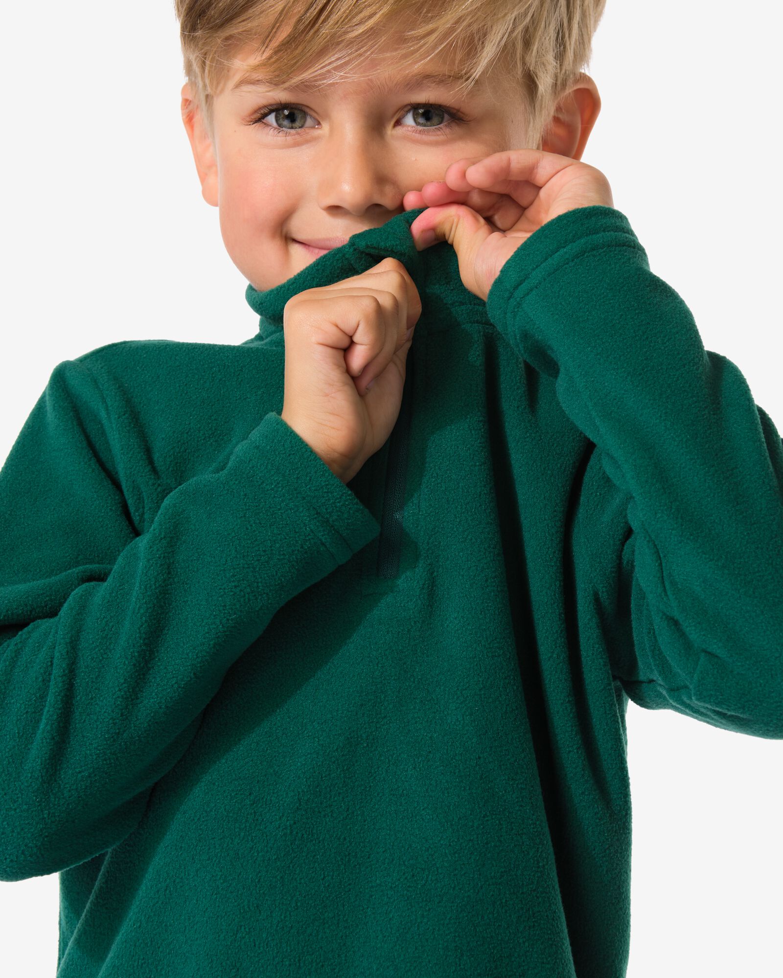 kinder skipully fleece donkergroen - 30690127DARKGREEN - HEMA