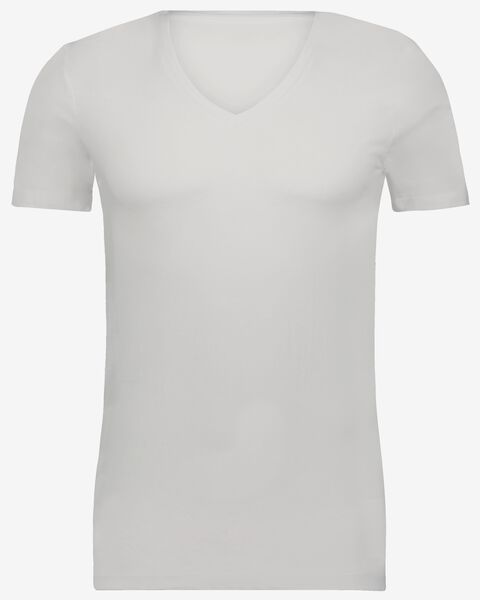 t-shirt homme slim fit col en v profond blanc L - 34292743 - HEMA
