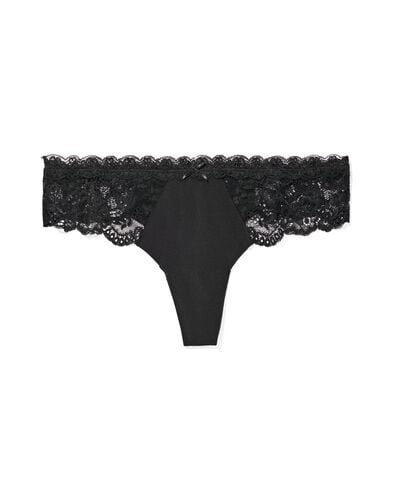 damesstring micro met kant zwart - 19650105BLACK - HEMA