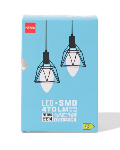 LED-Kerze, SMD, E14, 2,9 W, 470 lm &ndash; 2 St&uuml;ck - 20000052 - HEMA