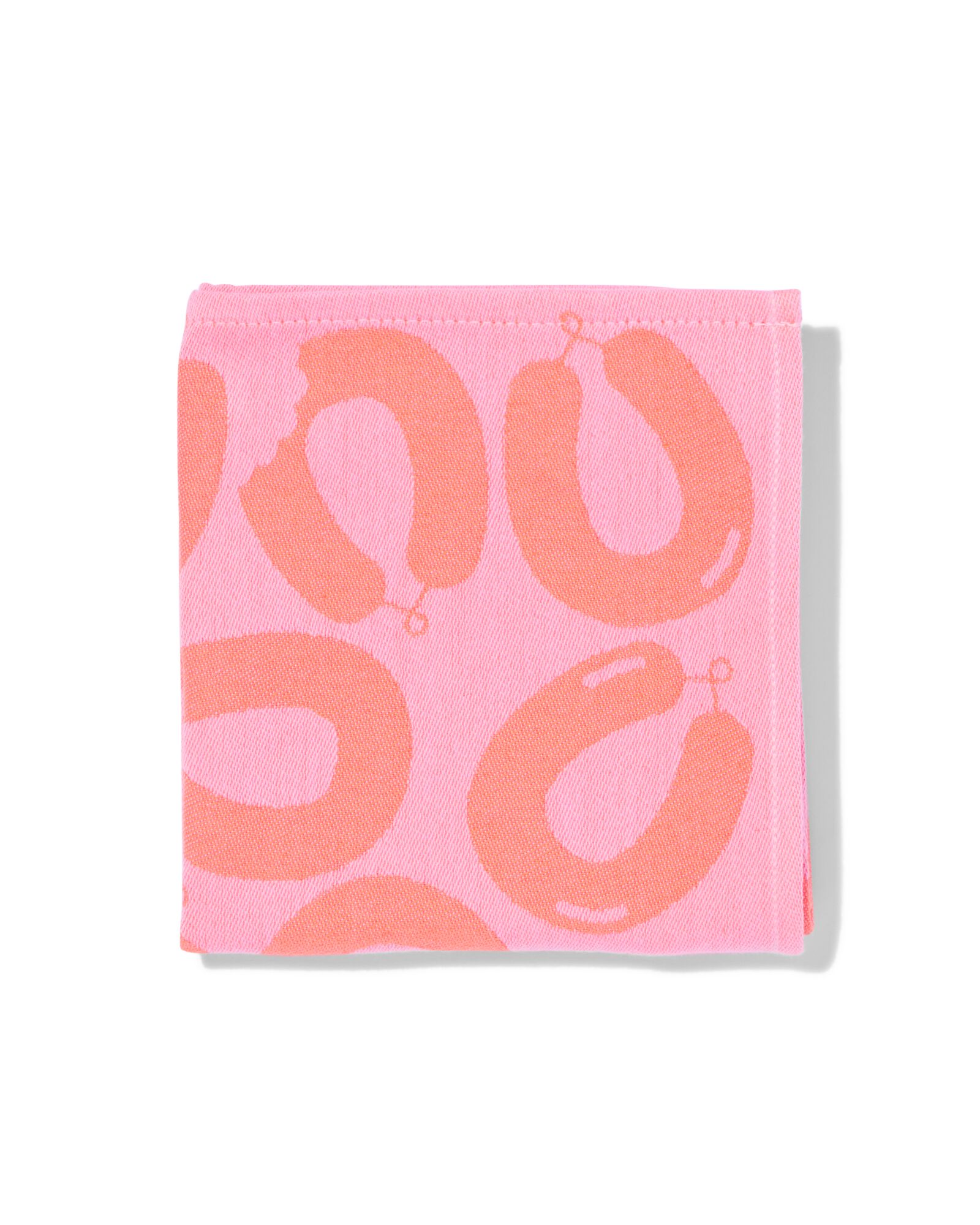 theedoek 65x65cm katoen rookworst roze - 5440008 - HEMA