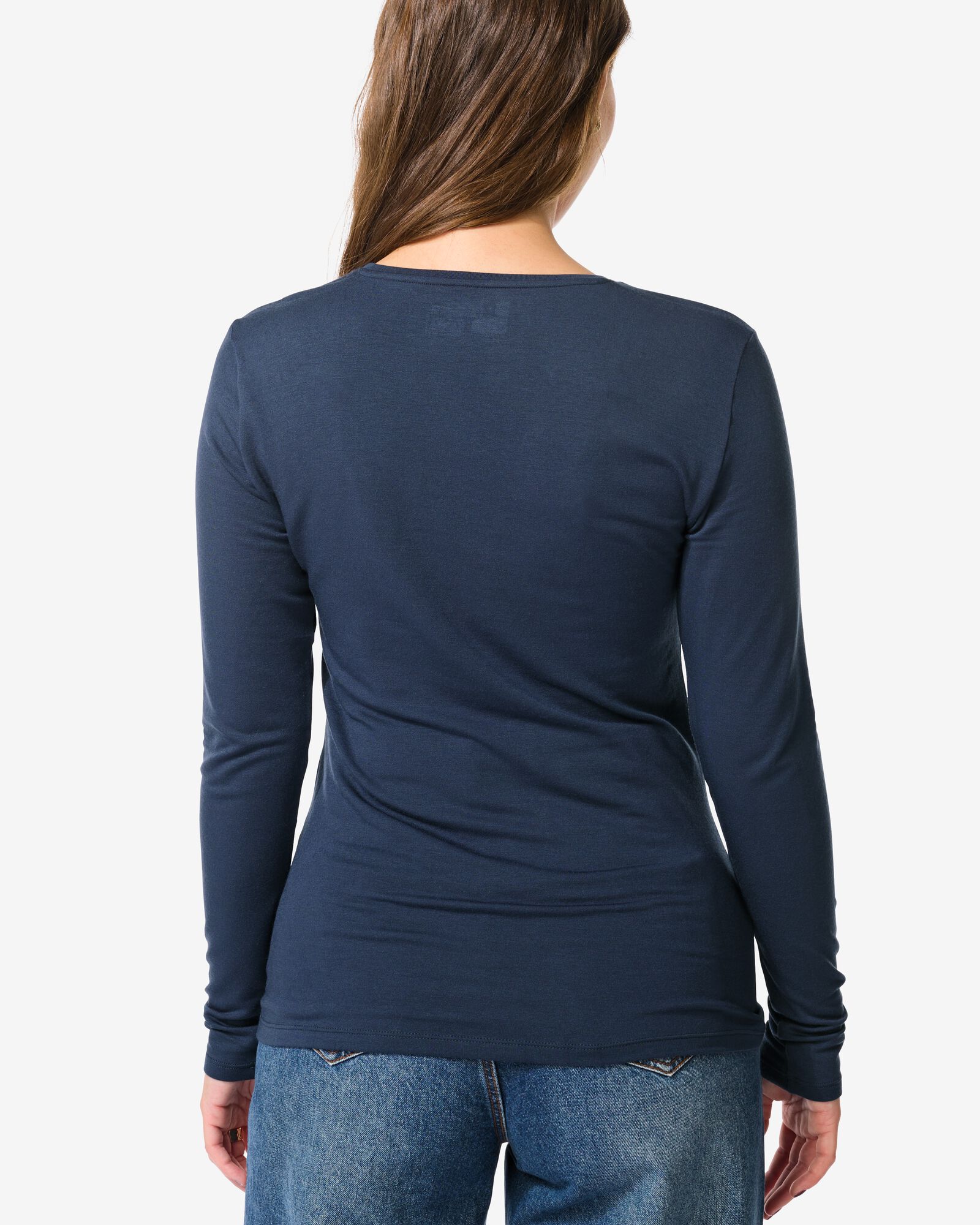 dames thermo T-shirt ronde hals blauw - 36302530BLUE - HEMA