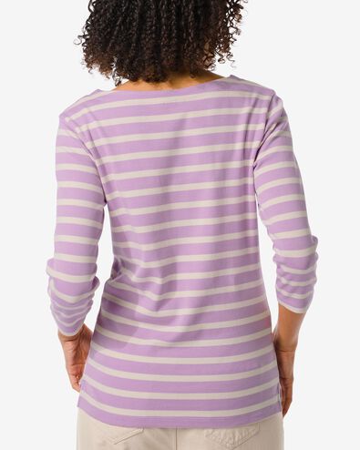 t-shirt femme Cara avec col bateau et rayures lilas lilas - 36351890LILAC - HEMA