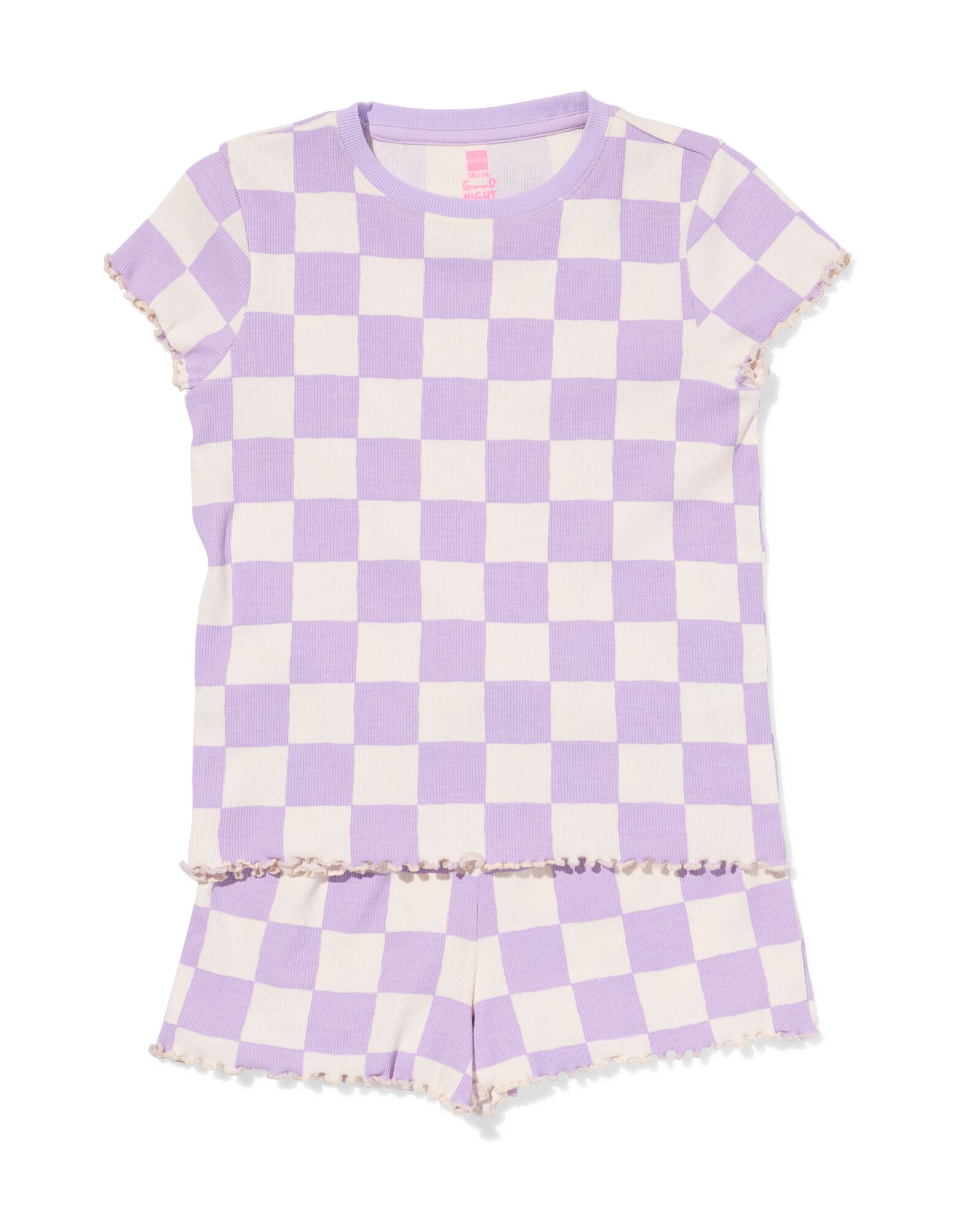 pyjacourt enfant c&ocirc;tel&eacute; carreaux violet - 23030680PURPLE - HEMA