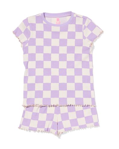 pyjacourt enfant c&ocirc;tel&eacute; carreaux violet - 23030680PURPLE - HEMA