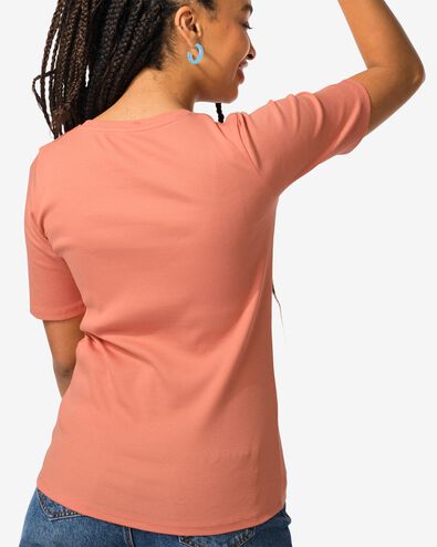 dames t-shirt Clara rib roze roze - 36257050PINK - HEMA