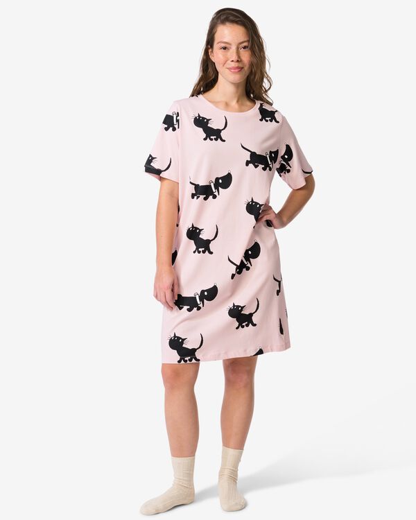 chemise de nuit femme Takkie Fiona jersey rose p&acirc;le rose p&acirc;le - 23401265LIGHTPINK - HEMA