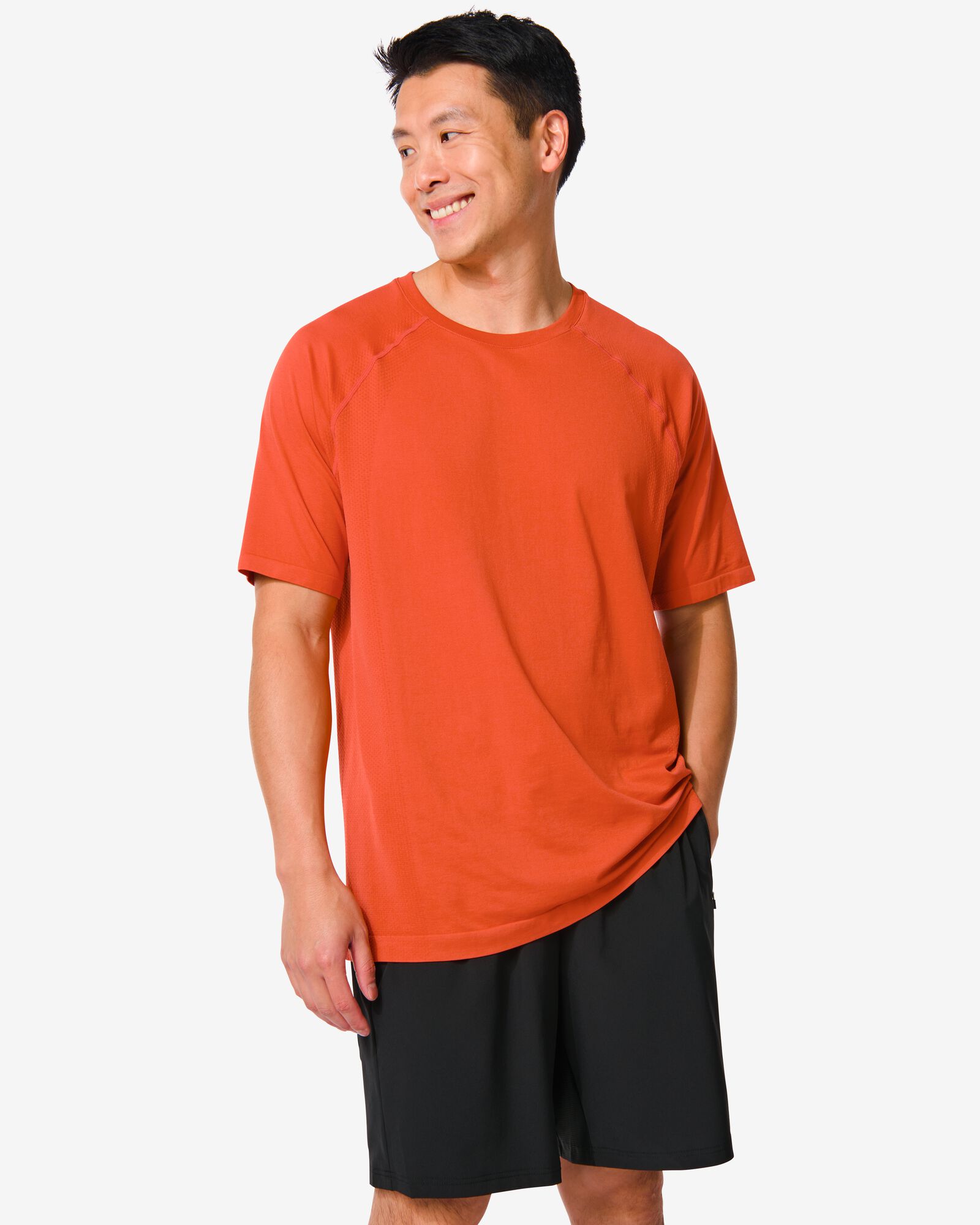 t-shirt de sport homme sans coutures orange - HEMA