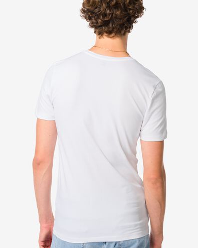 heren T-shirts slimfit v-hals - 2 stuks wit wit - 34290620WHITE - HEMA